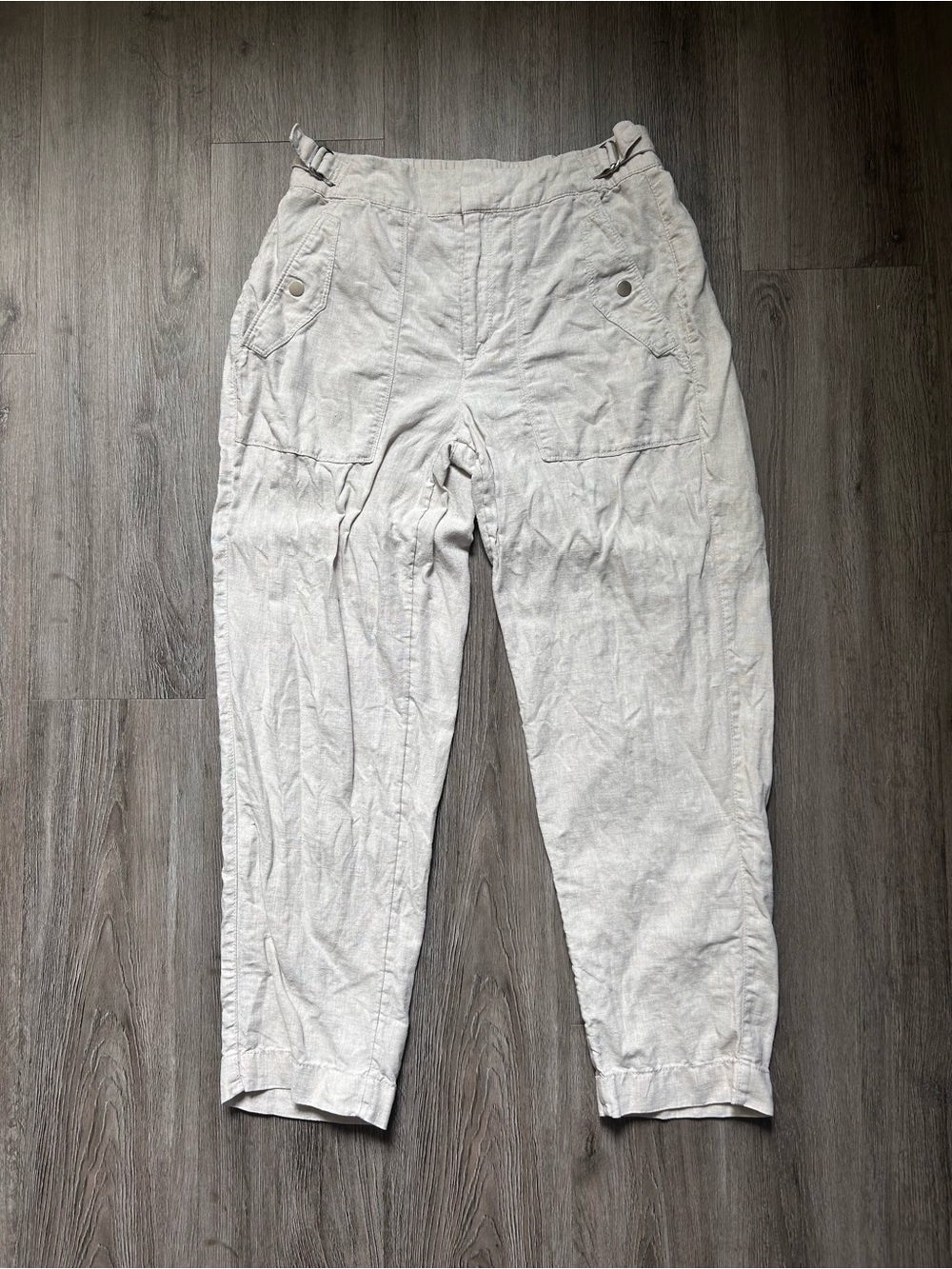 Coastal Travel Athleta Voyager Women’s Beige100% Linen Pant Size 6